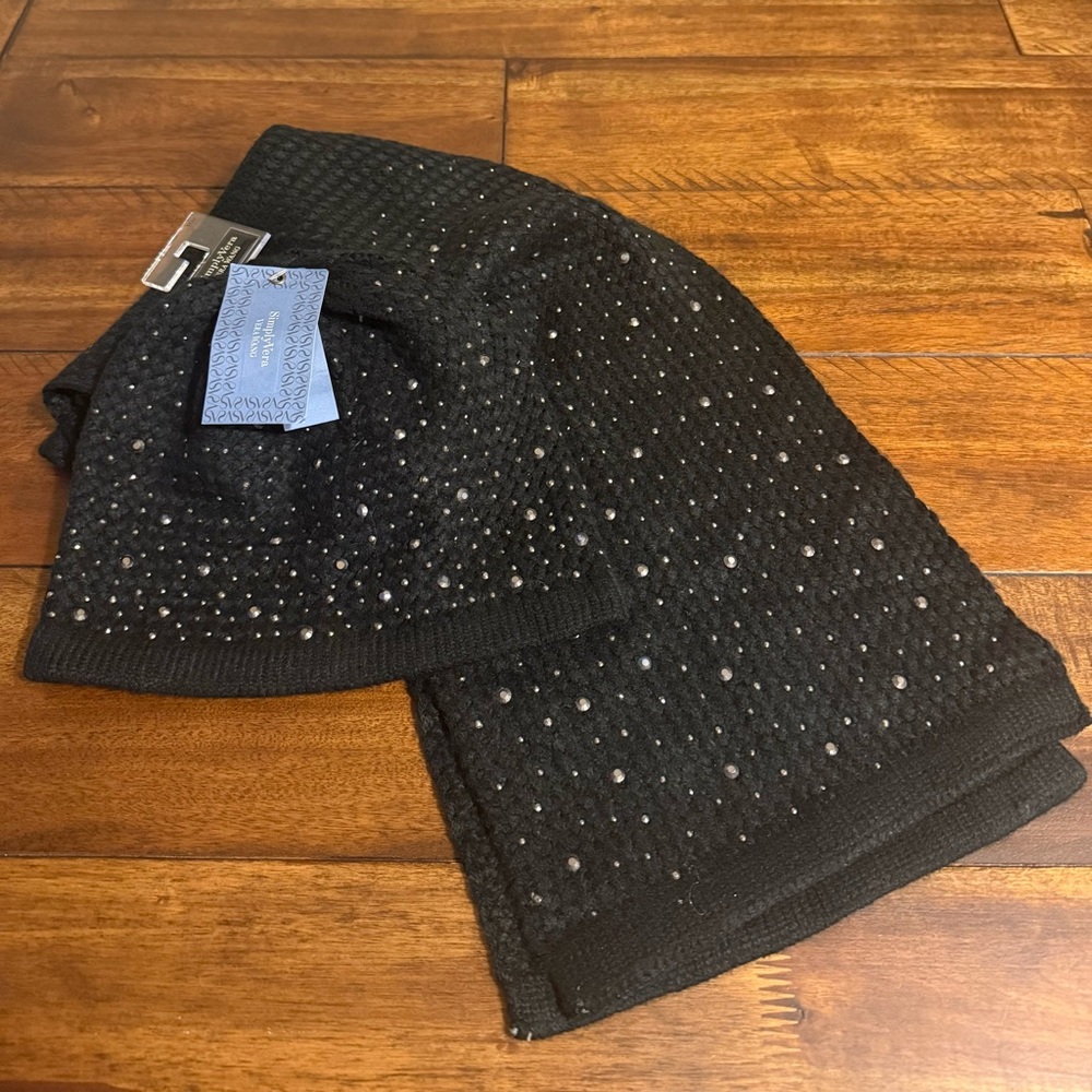 Simply Vera Vera Wang Black Knit Set with Rhinestones
